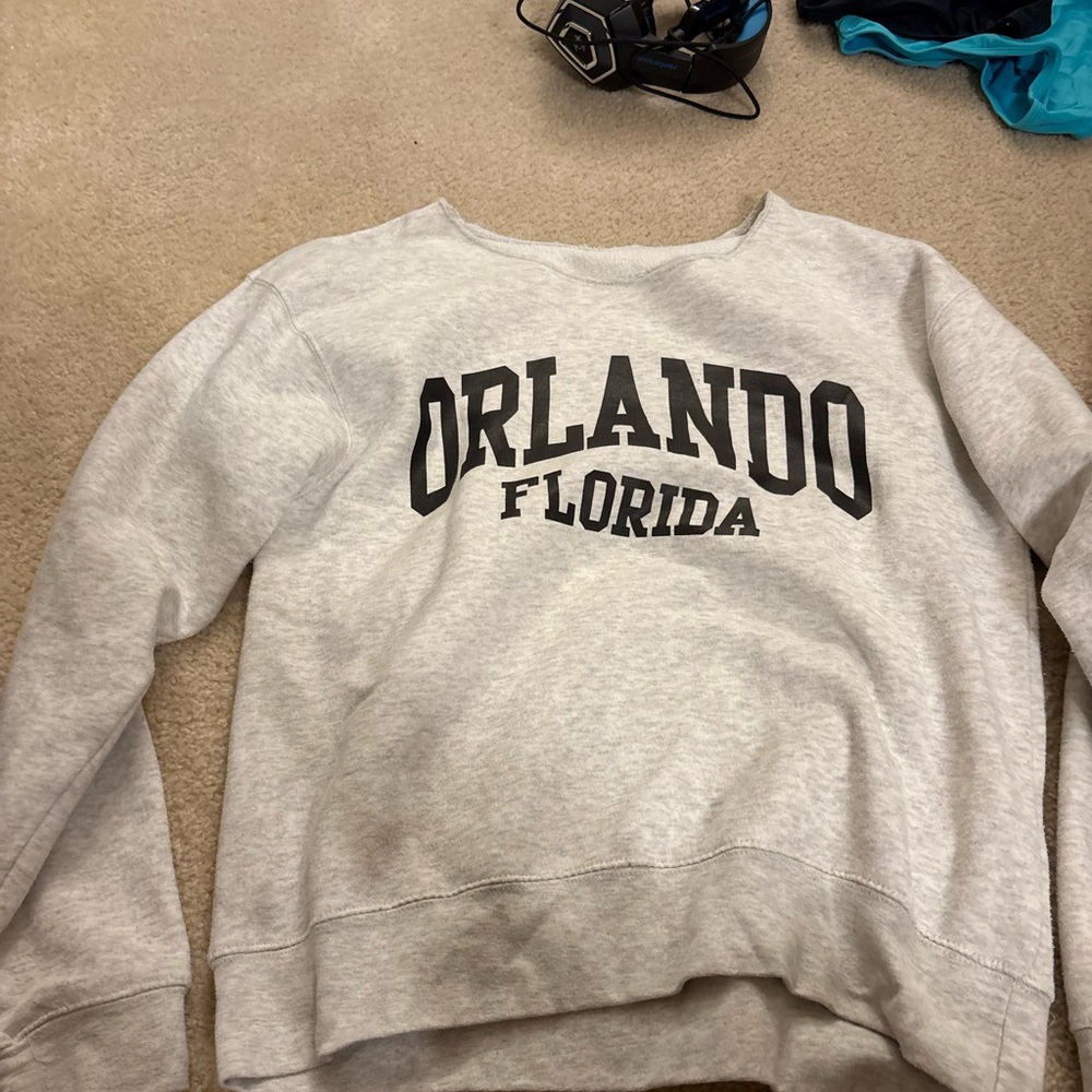 Gray Orlando Florida Off Shoulder Sweatshirt (disclaimer i cut it off shoulder)
